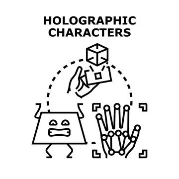 Holographic characters creating virtual reality experiences Stock Illustration