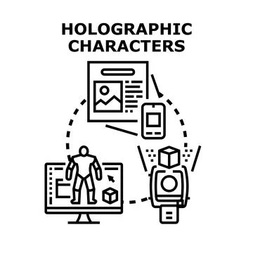 Holographic characters technology and virtual reality solutions development Stockillustratie