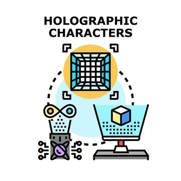 Holographic characters visualizing augmented reality gaming technology イラスト素材