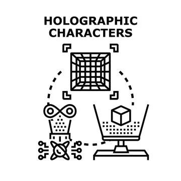 Holographic characters visualizing augmented reality gaming technology イラスト素材