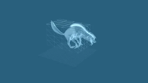 Holographic Cheetah Simulation in Motion Captured in Futuristic 3D Wirefram.. 库存影片 342781364