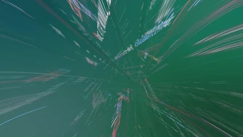 Holographic coding hacking storm visual, green matrix code cyberspace background Stock Footage 307420266