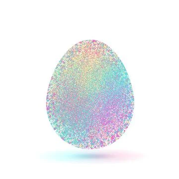Holographic colorful Easter egg with a glittery pastel texture 스톡 일러스트
