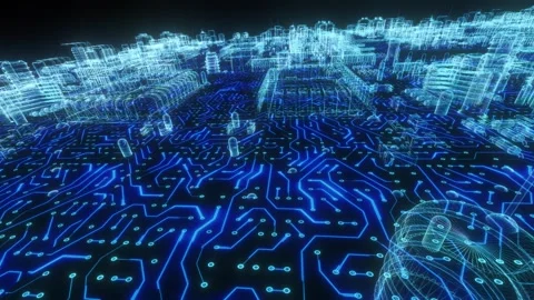 Holographic computer chip circuit board Stock Footage 316018223