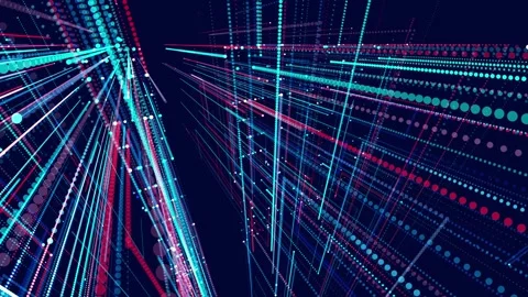 Holographic constructions, 3d structures of luminous lines. abstract 3d grids as Stock Footage 279747329