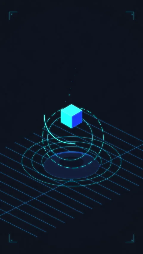 Holographic cube digital interface tech motion graphic data analysis Stock Footage 348341070