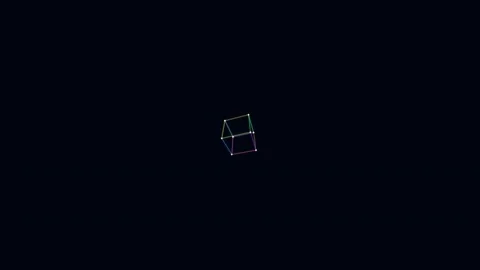 Holographic Cube - Glowing White Cube Rotating in Dark Space Animation Vídeos de archivo 340364828