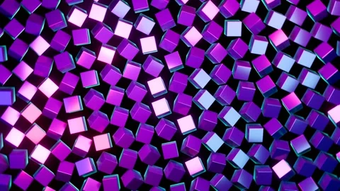 Holographic cubes moving on dark background Stock Footage 277855111