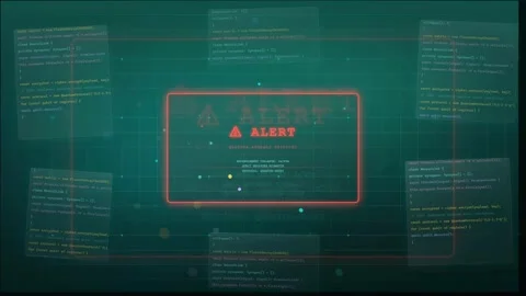Holographic Cybersecurity Alert Interface with Floating Code Panels and Digital 動画素材 341072730