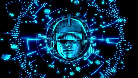 Holographic Cyborg Background Stock Footage 341921269