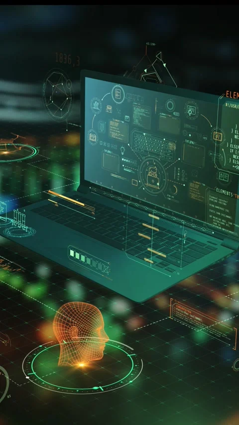 Holographic data analysis and projections with charts, graphs and 3d models Stock Footage 318725251