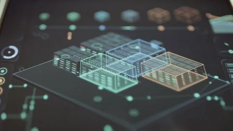 Holographic Data Center Model with Server Analytics Stockbeeldmateriaal 341871220