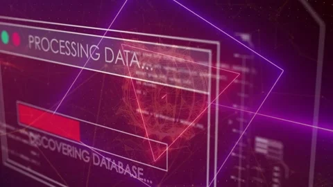 Holographic data core responding to connection pulse, HUD sliding, progress bar Stock Footage 335281720