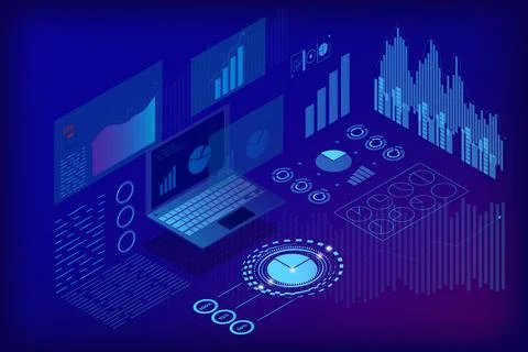 Holographic Data Dashboard. Stock Illustration