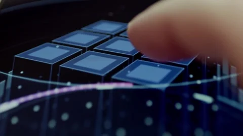 Holographic Data Grid Above Mobile Analytics Screen Stock Footage 341872490