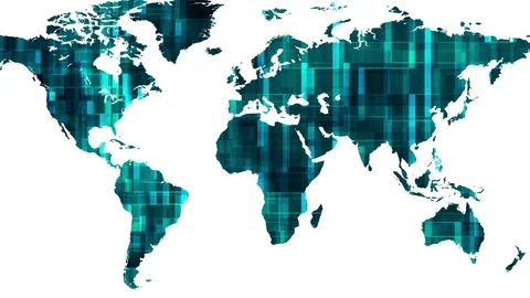 Holographic display earth map with data block moving background new quality Stock Footage 79918330