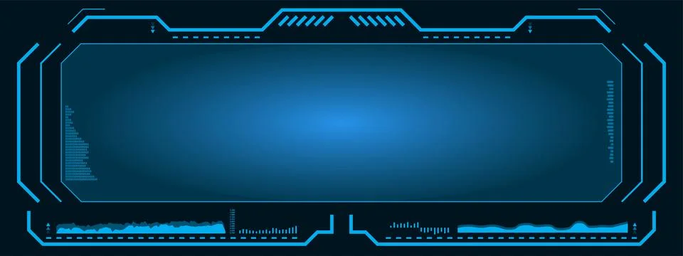 Holographic display with frames and interface. Science Fiction elements for the 库存插图