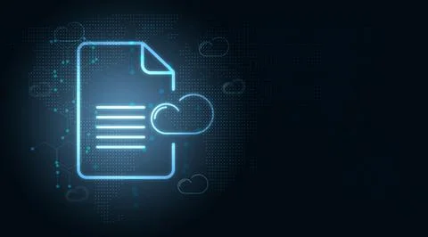 Holographic documents in the cloud storage. Stock Photos