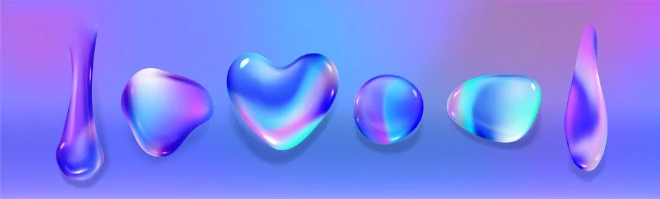 Holographic drops set Stock Illustration