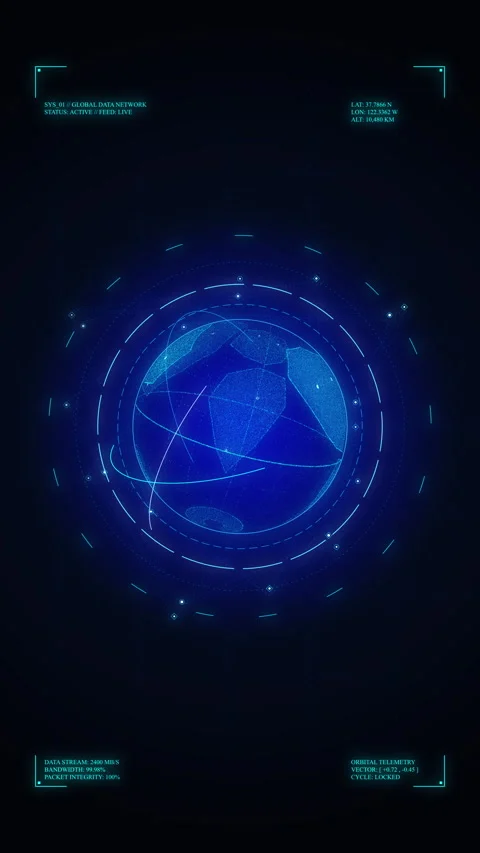 Holographic earth globe loop animation hud display technology blue Stock Footage 346632341