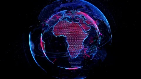 Holographic Earth Rotation 3d Render Stock Footage 72257399