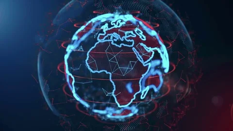 Holographic Earth Rotation 3d Render Stock Footage 72375160