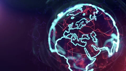 Holographic Earth Rotation 3d Render Stock Footage 72376756