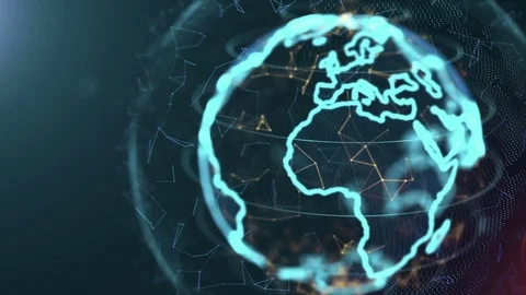 Holographic Earth Rotation 3d Render Stock Footage 72390132