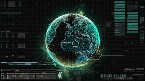 Holographic Earth for User Interface Head Up Display Video stock 80494336