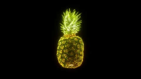 Holographic Endless Loop of a Rotating Pineapple in 4K Stock Footage 304738958