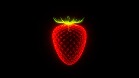Holographic Endless Loop of a Rotating Strawberry in 4K Stock Footage 304739133