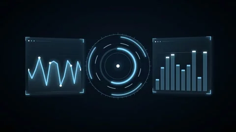 Holographic floating interface with hub floating glass panels 動画素材 339322414
