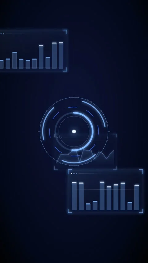 Holographic floating interface with orbit panels Video stock 339322420