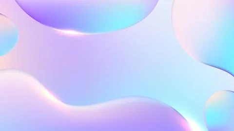 Holographic fluid background with 3D liquid shapes and pastel purple blue g.. Illustrazione stock