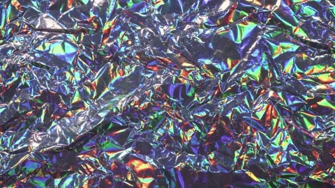 Holographic Foil Background Texture with Vivid Swirls and Electric Light Stock Footage 313548823