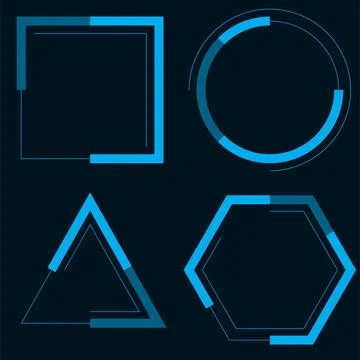 Holographic frames GUI, UI. Science Fiction elements for the interface. Illustrazione stock