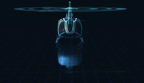 Holographic framework of the helicopter. 3D illustration Stock Illustration