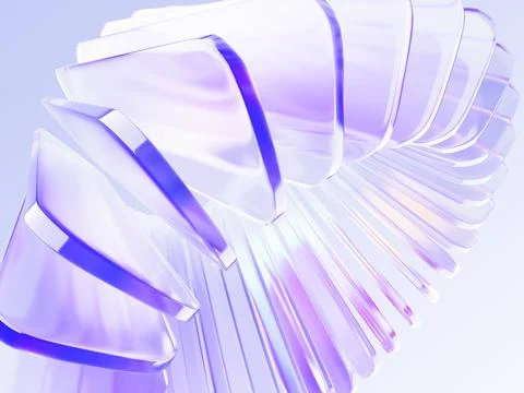 Holographic glass circle array 3D wallpaper. Abstract light blue background with Stock-Illustration