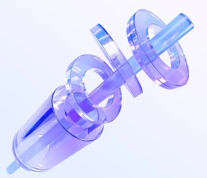 Holographic glass composition 3d render. Iridescent crystal geometric shapes Stock-Illustration