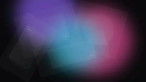 Holographic Glassmorphism User Interface Elements Animated on Modern Gradient Stock Footage 336353327