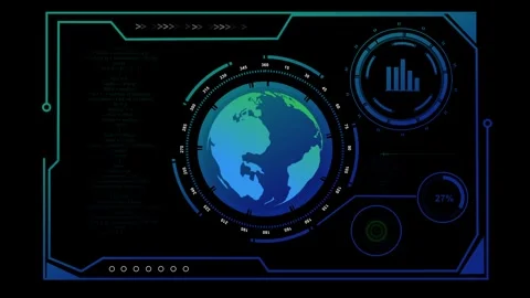 Holographic globe with data overlays and code. Holographic globe earth. Hol.. 스톡 동영상 337021942