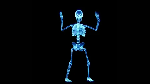 Holographic glowing skeleton dancing Stock Footage 218616126