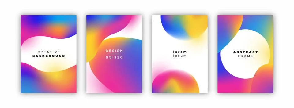 Holographic gradient background template set Abstract holographic backgrou... Stock Photos