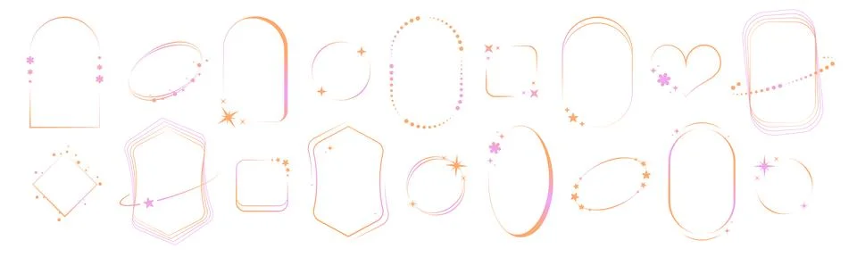 Holographic gradient border frame with blur effect Illustrazione stock
