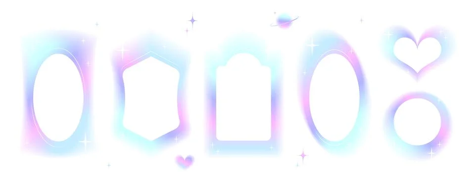 Holographic gradient border frame with blur effect Illustrazione stock
