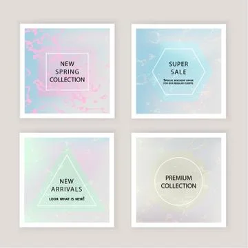 Holographic gradient mesh background with marble stains. Template for banner Stock Illustration