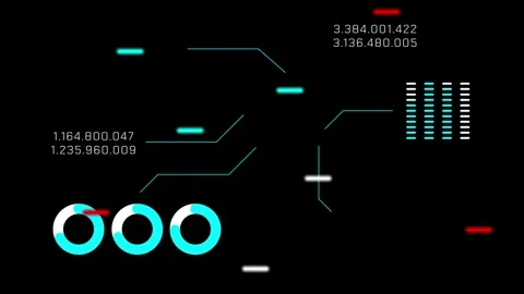 Holographic Head Up Display (HUD) Interface Showing Digital Data and Numbers. Video stock 317302663