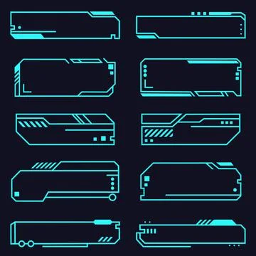 Holographic hud user interface elements, high tech bars and frames. Stock Illustration