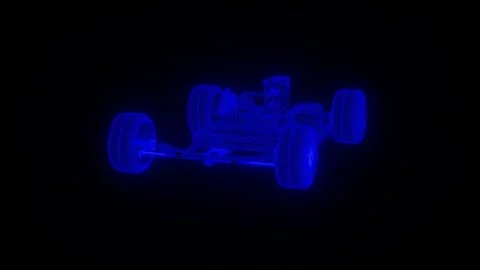Holographic Hydrogen Engine Car Frame Rotating Loop Stock Footage 280074810