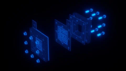 Holographic Hydrogen Fuel Cell Exploded View Stock Footage 280074804